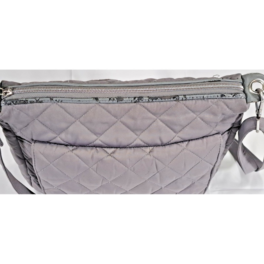 Vera Bradley Gray Quilted Crossbody Bag Floral Lining Adjustable Strap Messenger - Picture 9 of 11